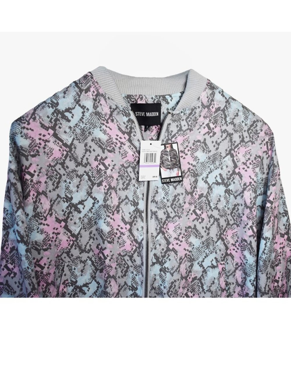 Steve Madden Women’s Jacket Lightweight Rayon Sleek Bomber Nantucket Breeze NEW - Picture 3 of 8